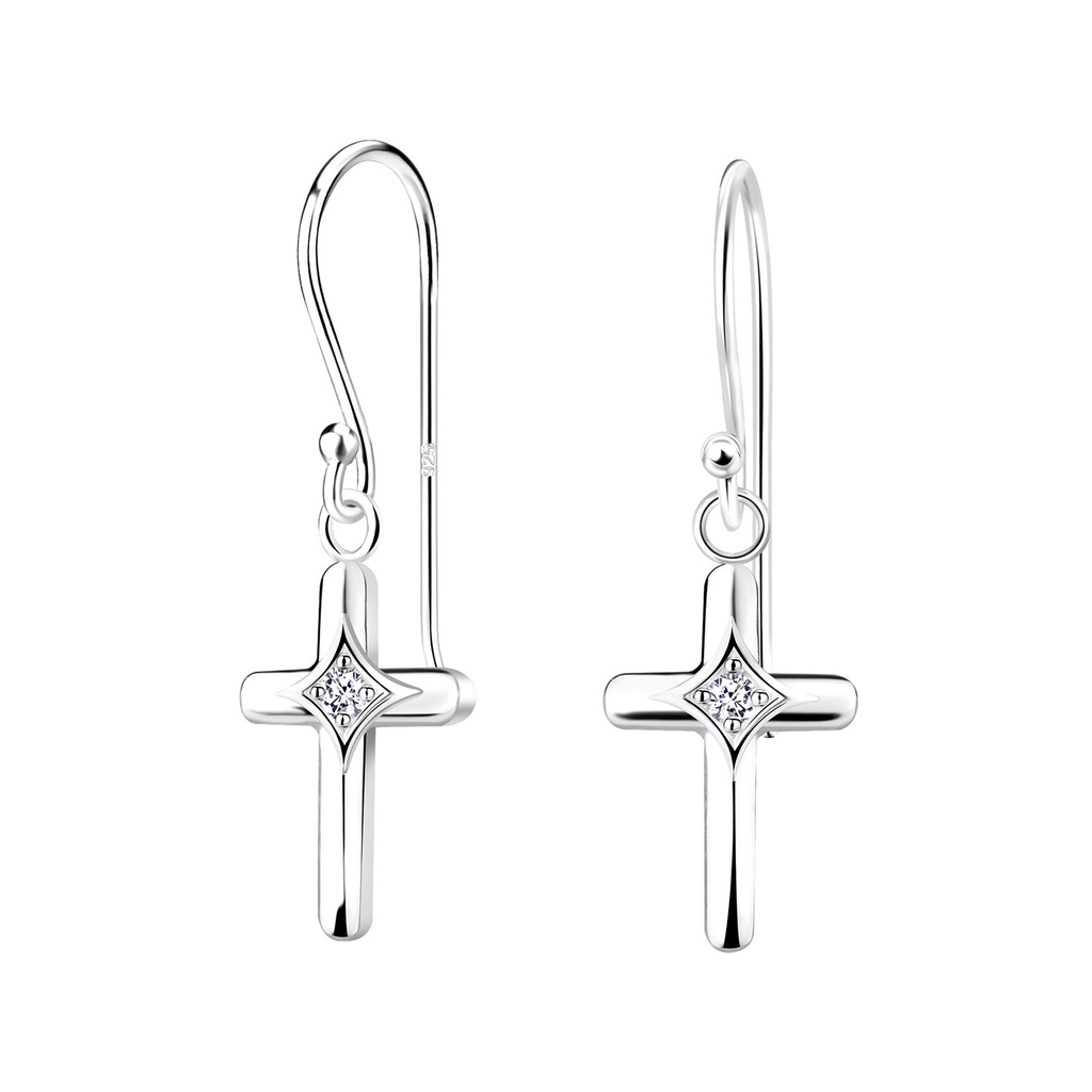 Boucles d'oreilles croix en argent