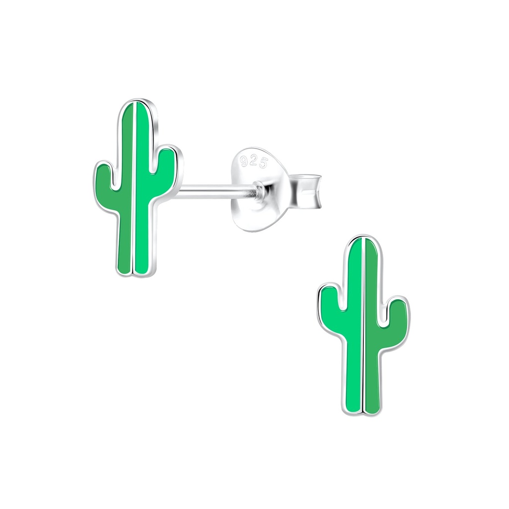 Puces d'oreilles cactus en argent
