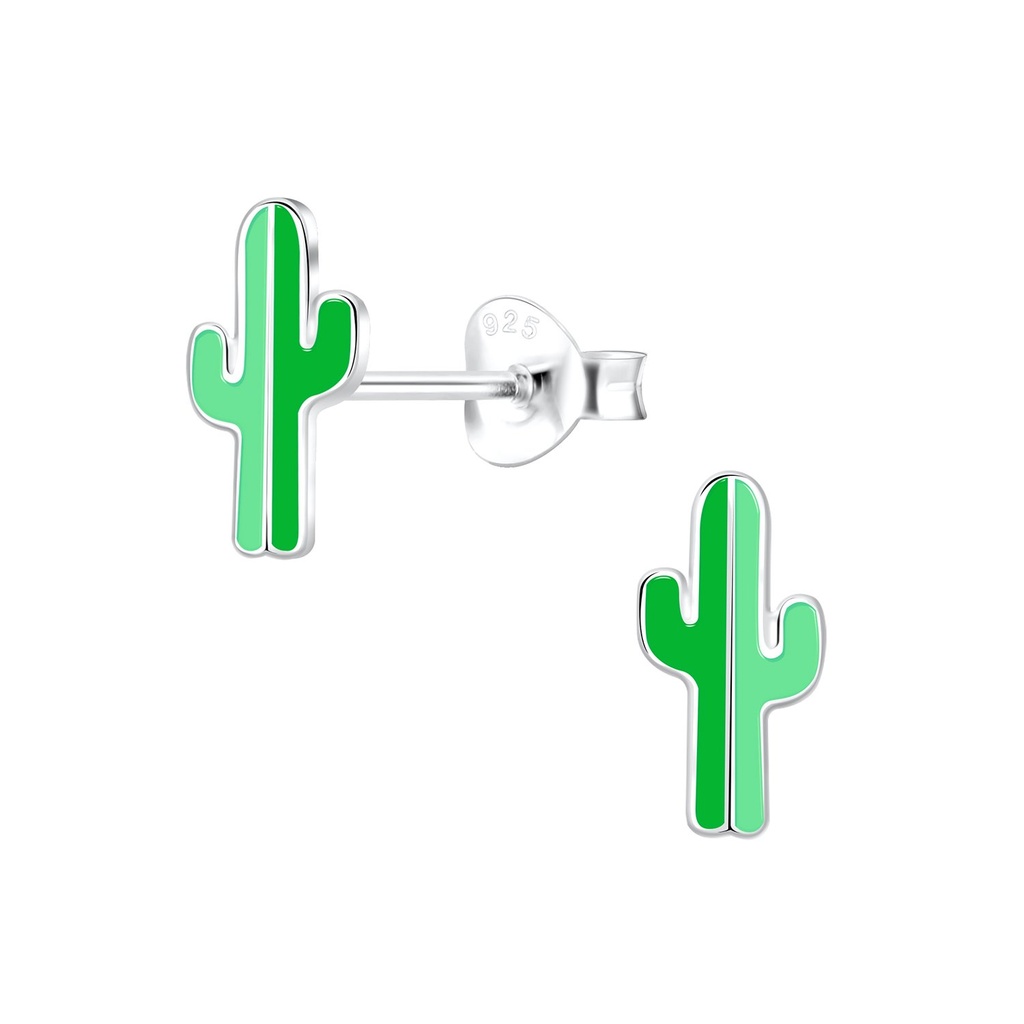 Puces d'oreilles cactus en argent