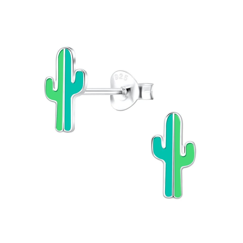 Silver Cactus Stud Earrings