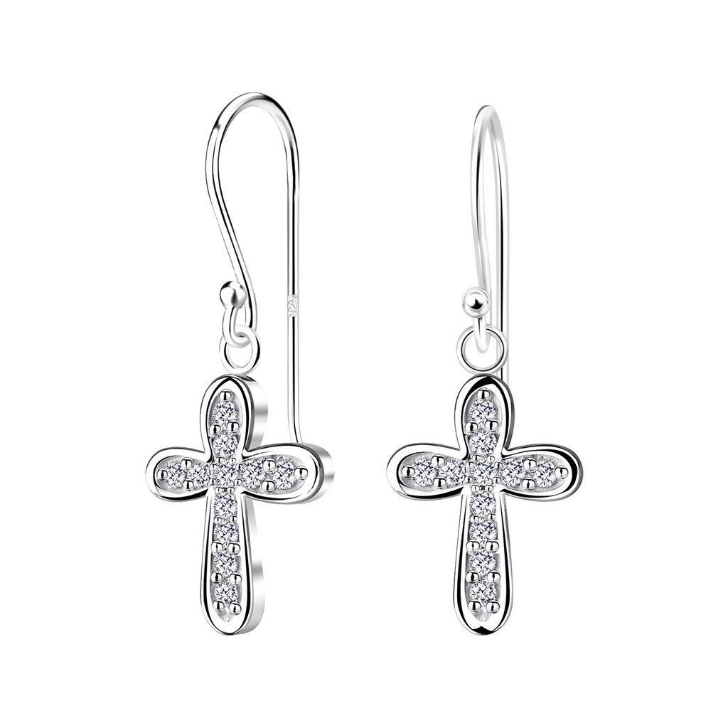 [10016117] Silver Cross Earrings
