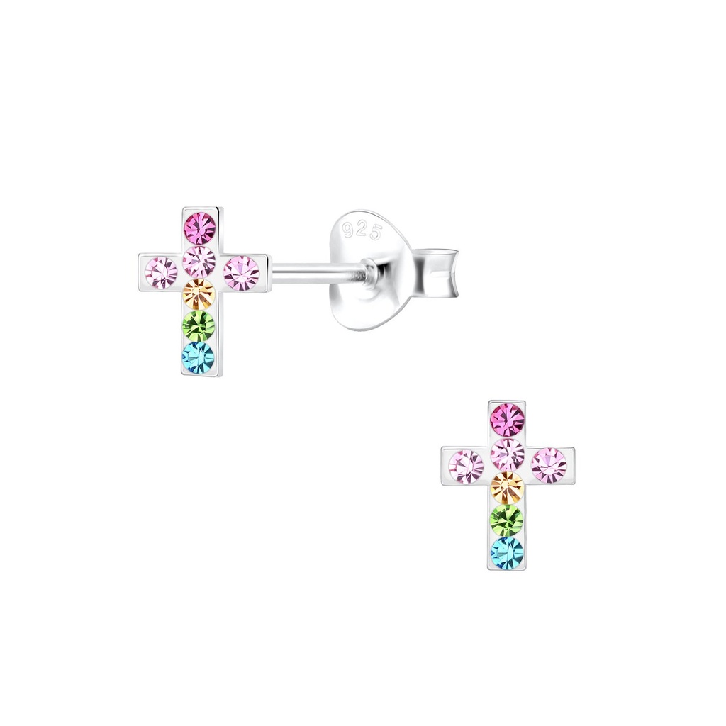 Puces d'oreilles croix en argent