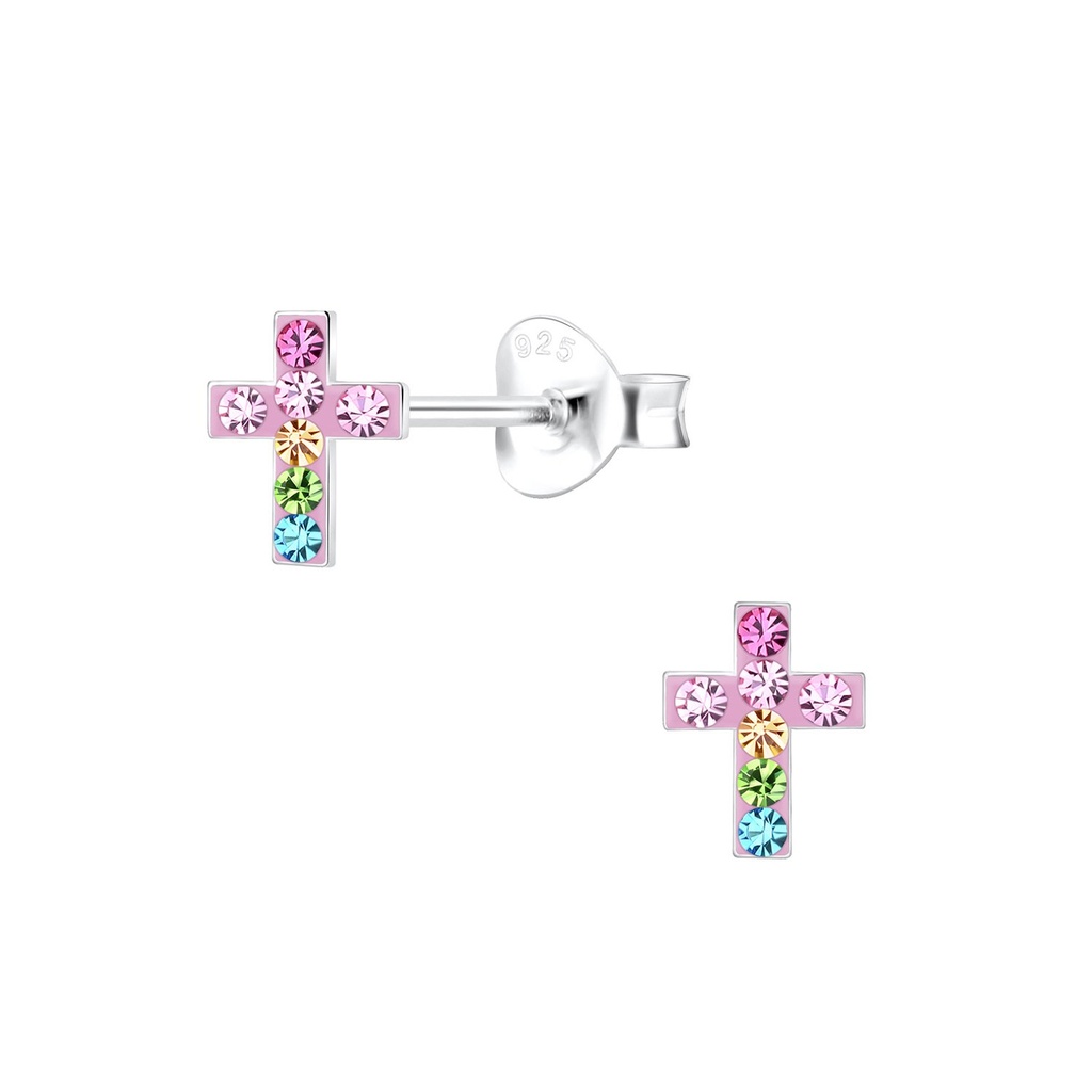 Puces d'oreilles croix en argent