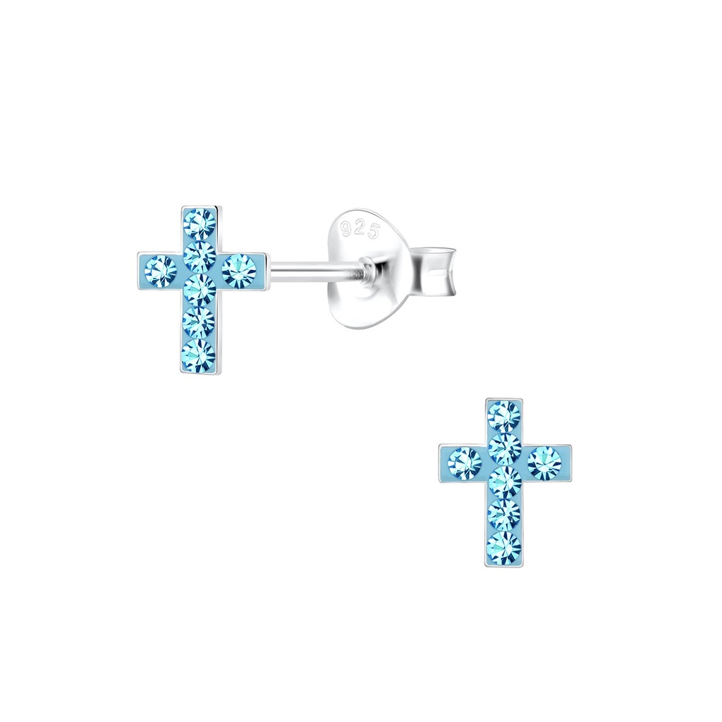 Puces d'oreilles croix en argent
