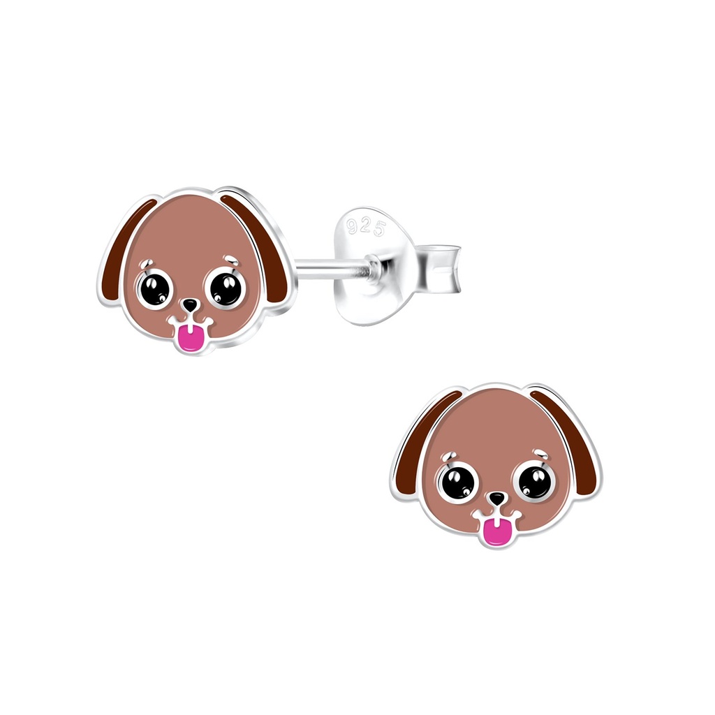 Puces d'oreilles chien en argent