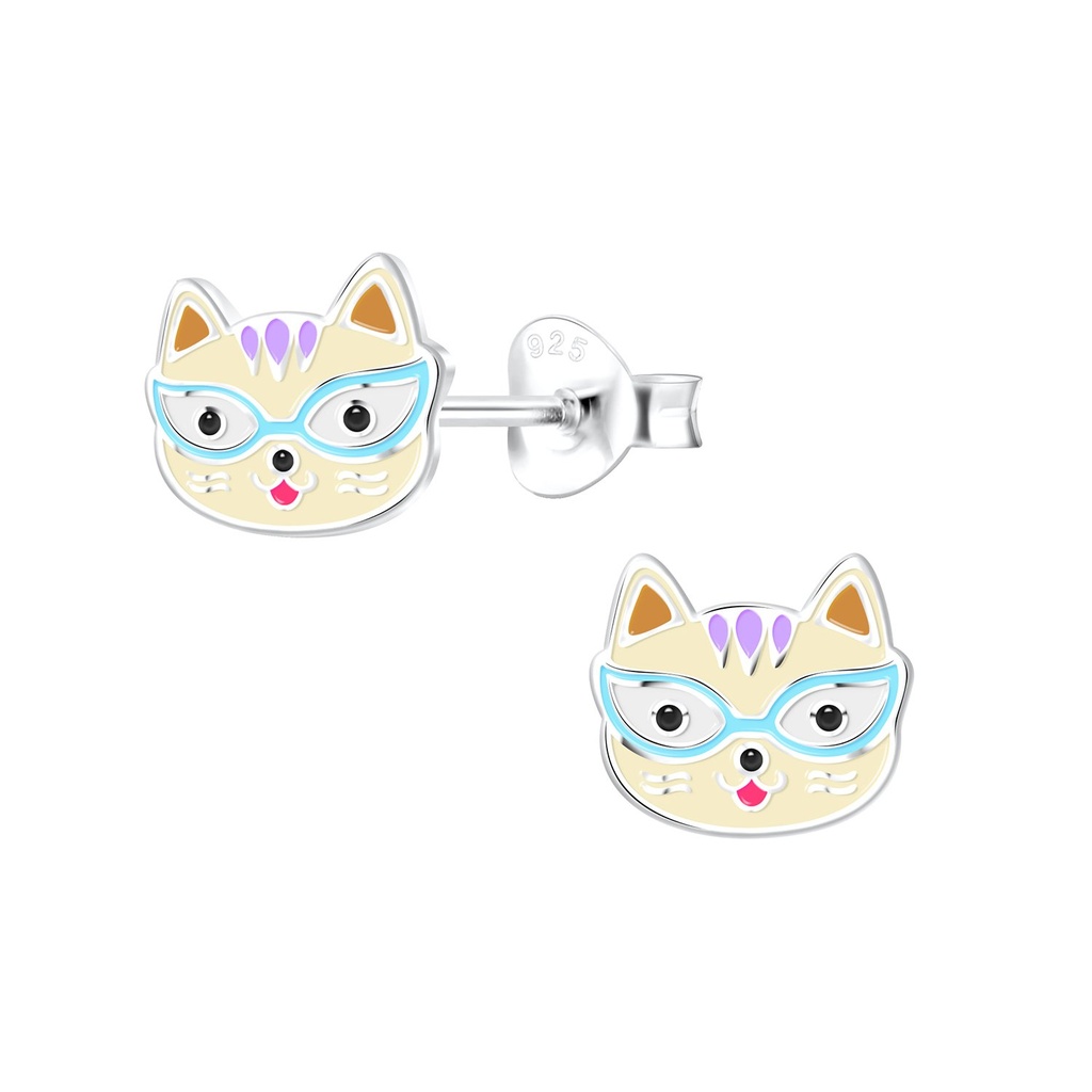 Puces d'oreilles chat en argent