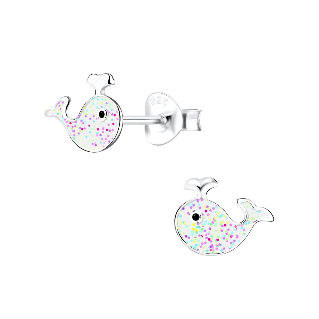 Silver Whale Stud Earrings