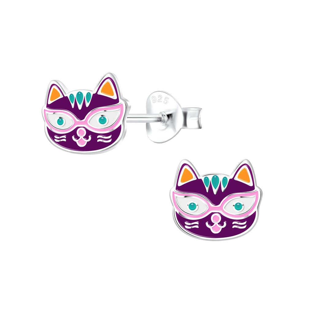 [10014758] Puces d'oreilles chat en argent