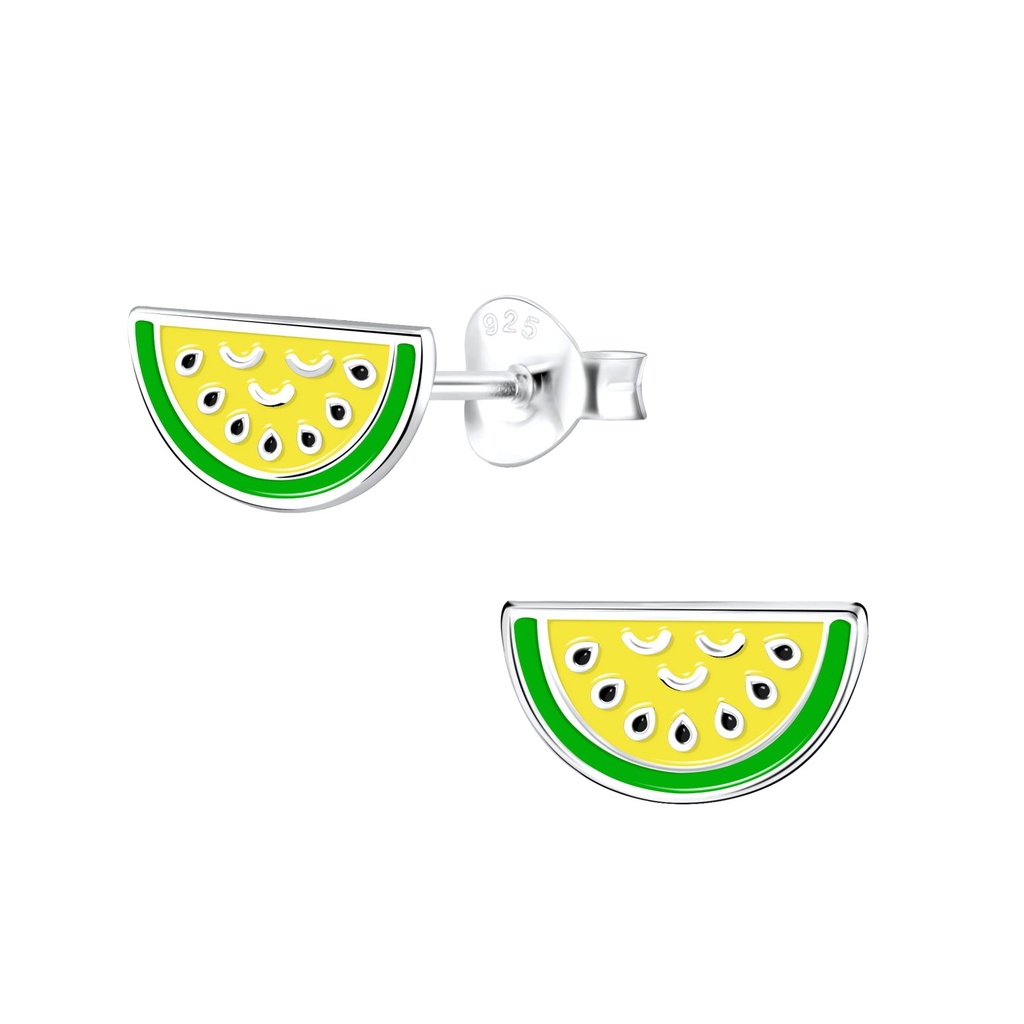 Silver Watermelon Stud Earrings