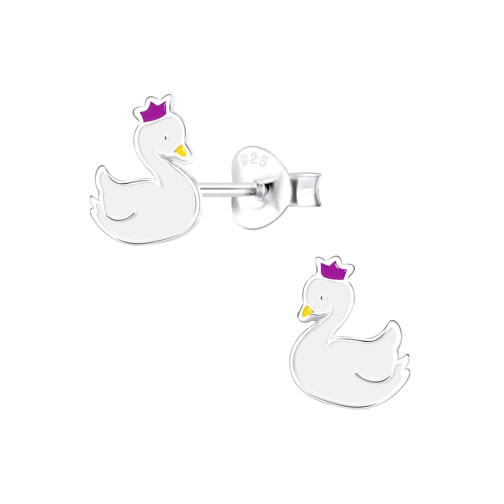 Silver Swan Stud Earrings