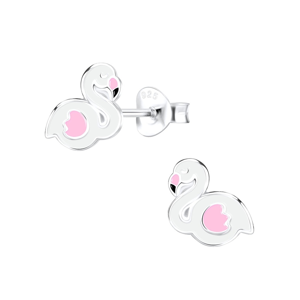 Puces d'oreilles flamant rose en argent