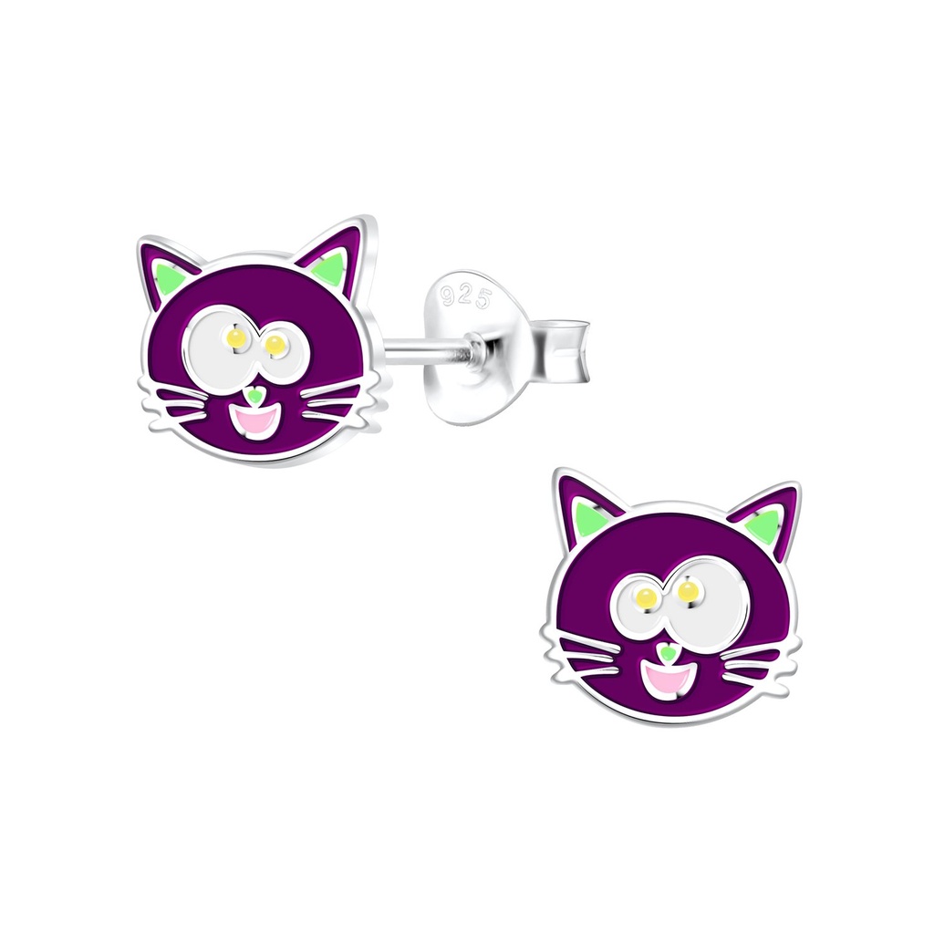 Puces d'oreilles chat en argent