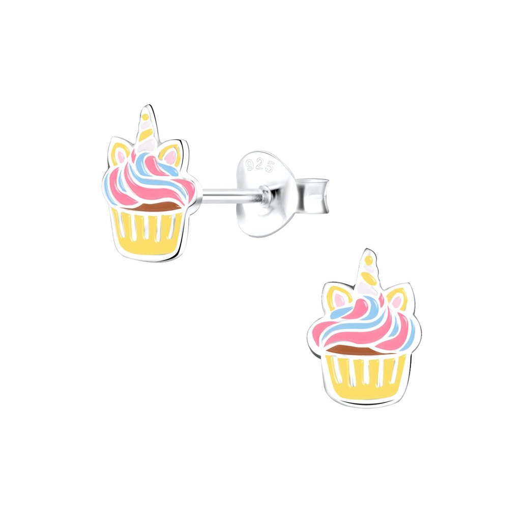 Silver Cupcake Stud Earrings
