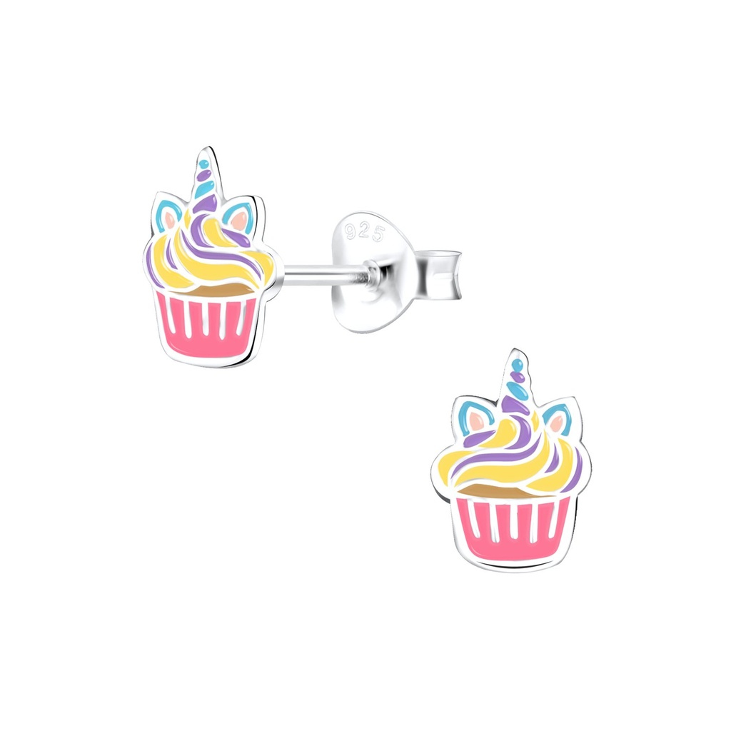 Silver Cupcake Stud Earrings