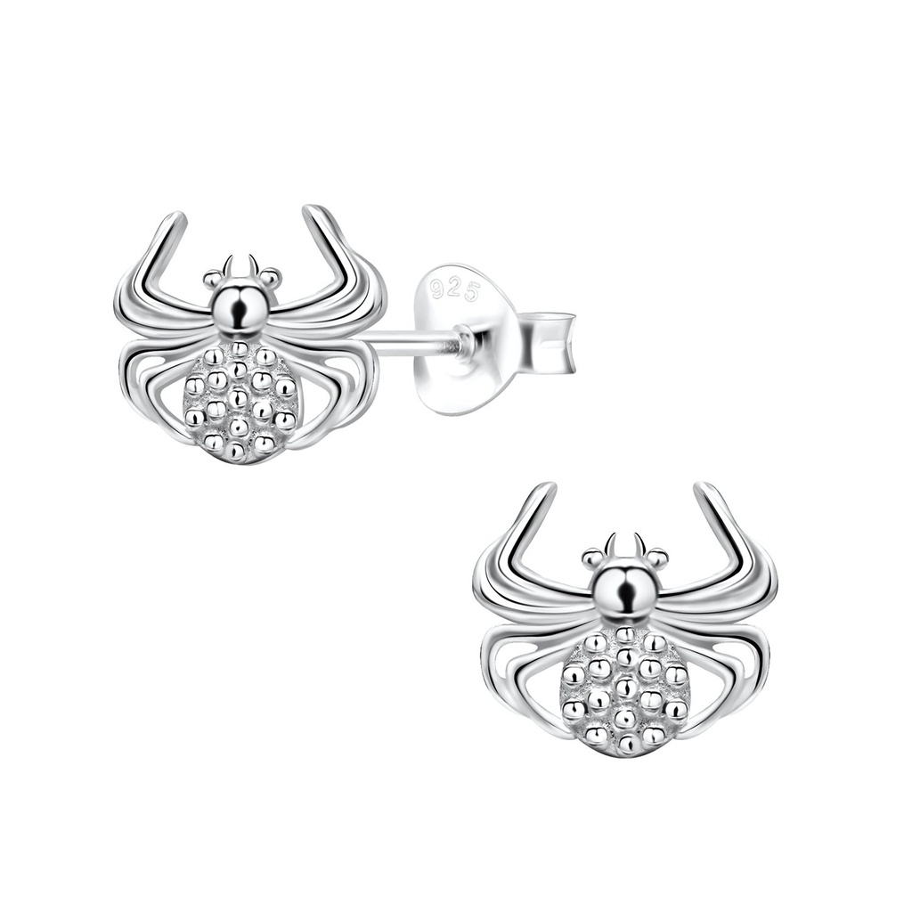 Puces d'oreilles araignée en argent