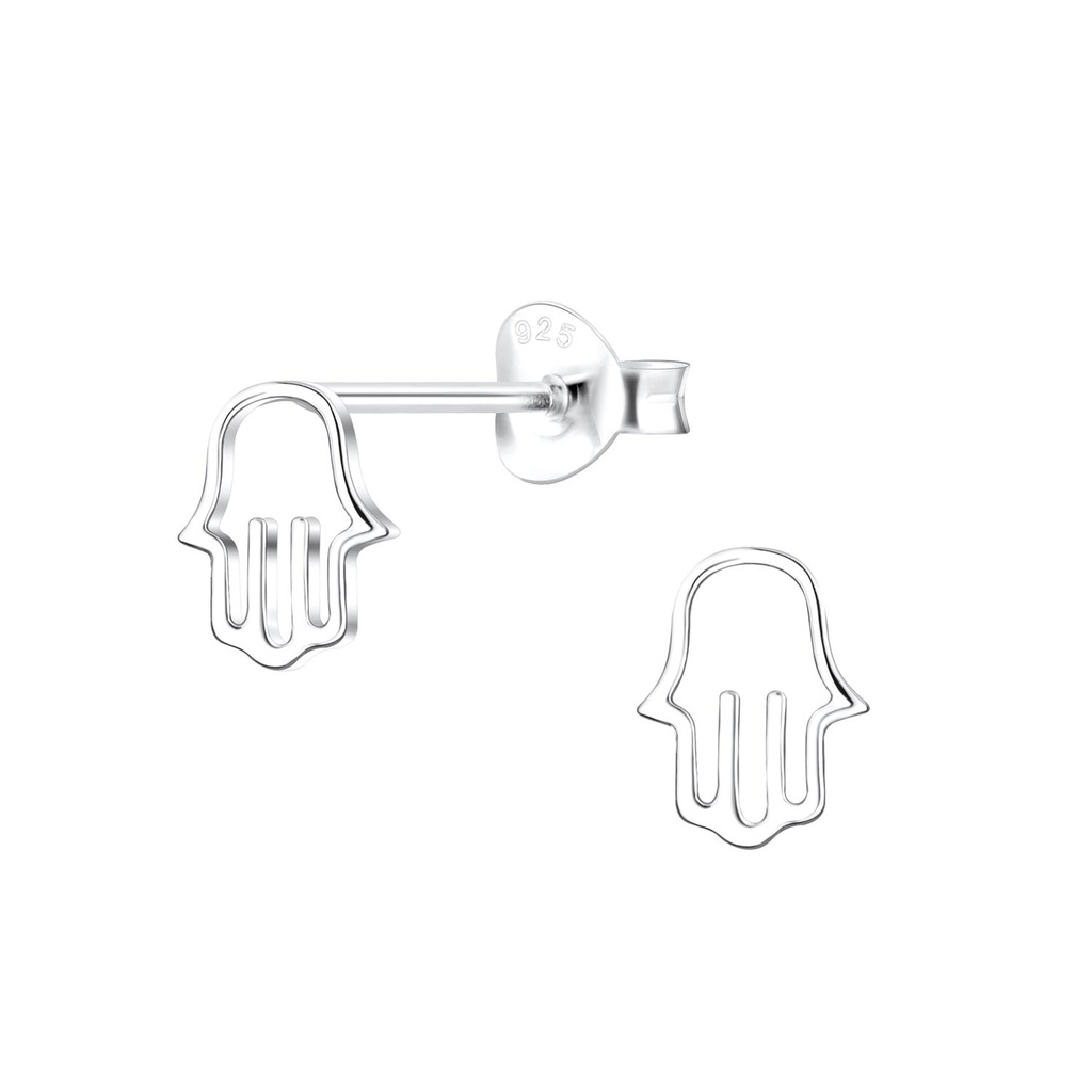 Puces d'oreilles main de Fatma en argent