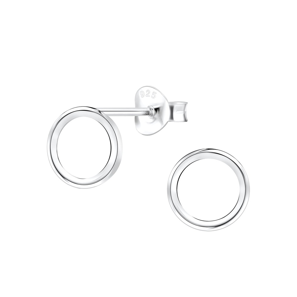 Silver Circle Stud Earrings