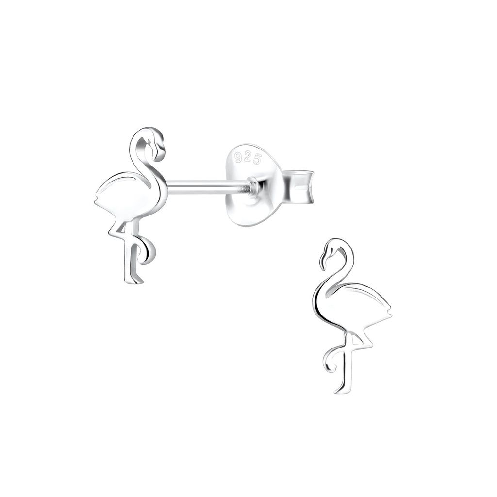 Silver Flamingo Stud Earrings