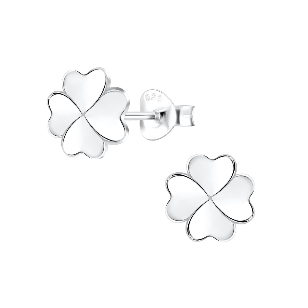Puces d'oreilles trèfle en argent