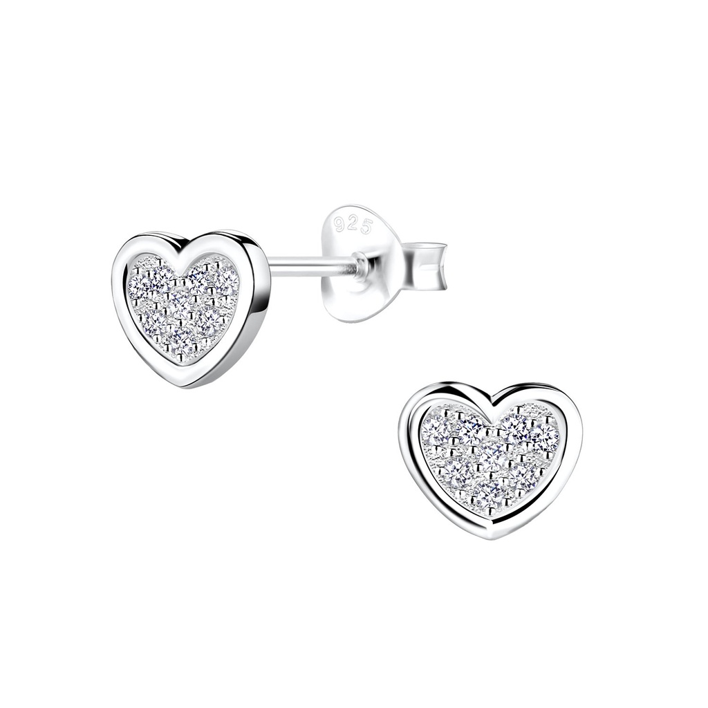 Puces d'oreilles cœur en argent