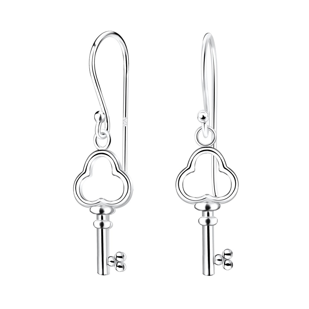 Boucles d'oreilles clé en argent