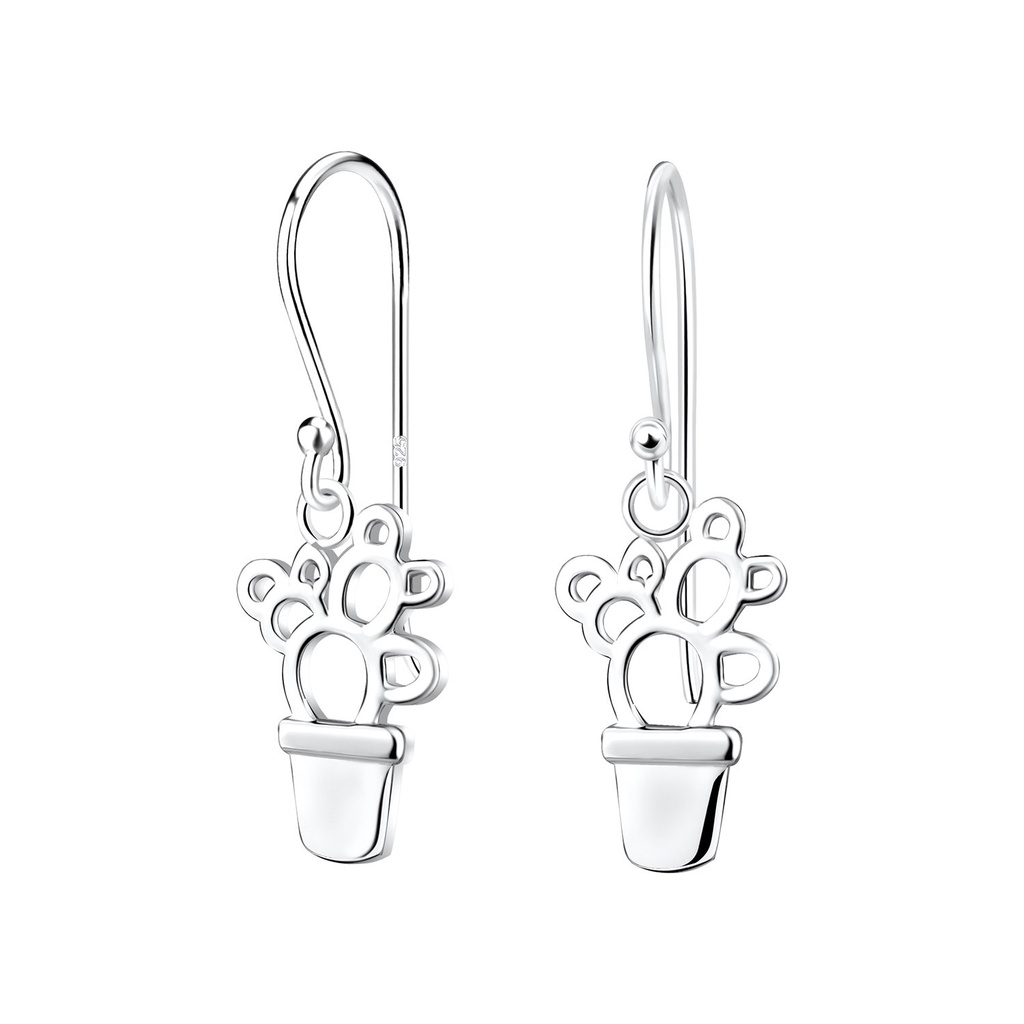 [10015019] Boucles d'oreilles cactus en argent