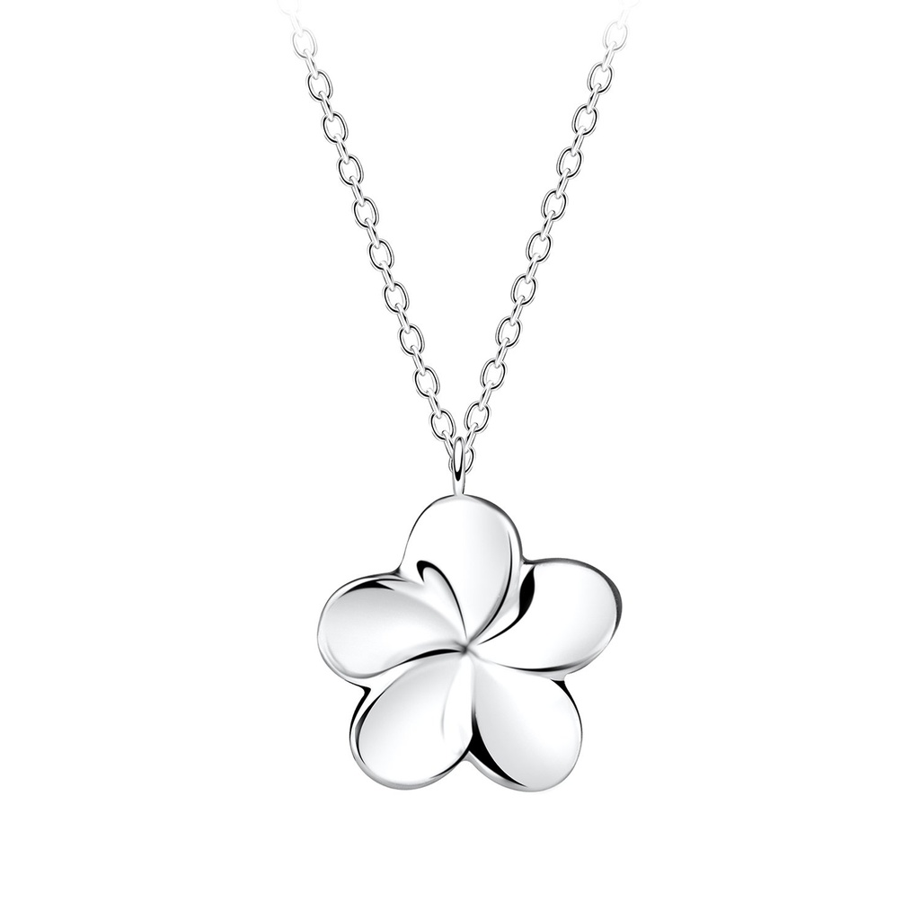 Silver Plumeria Flower Necklace