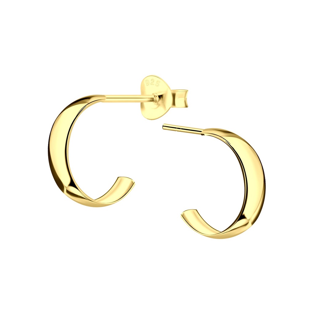 Silver Half Hoop Stud Earrings