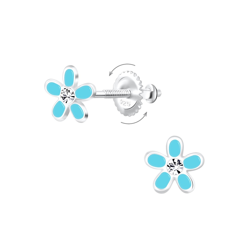 Boucles d'oreilles à fermoir à vis fleur en argent