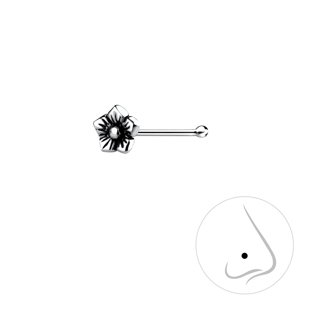 Silver Flower Nose Stud