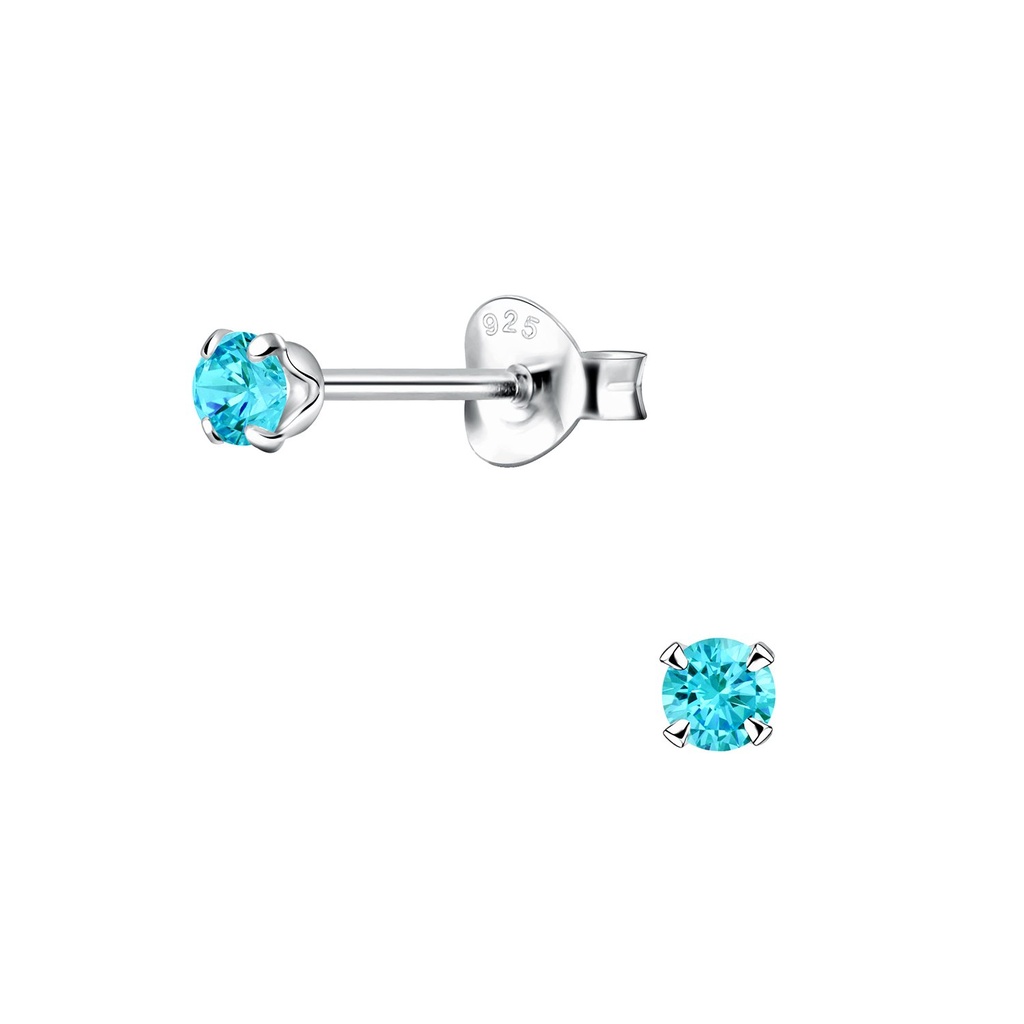 [10014221] Puces d'oreilles en argent zircon rond 3 mm