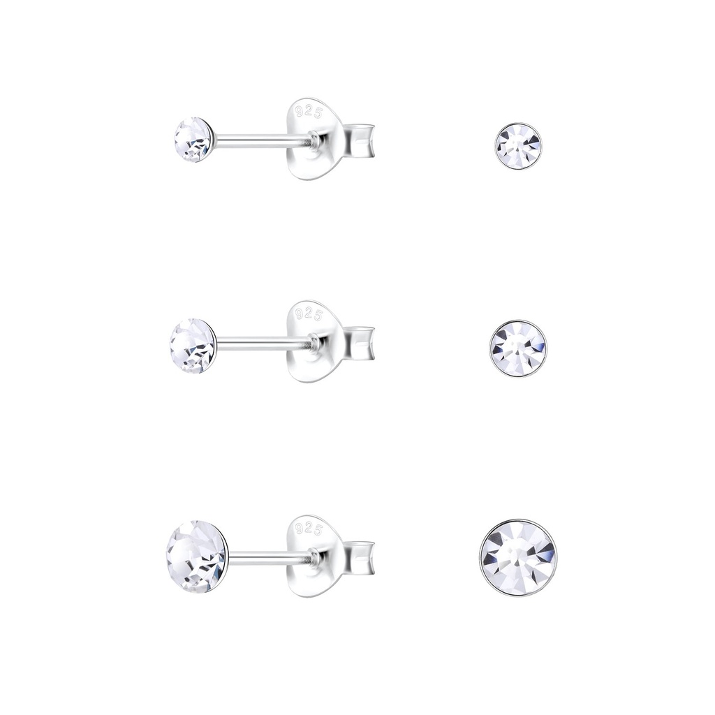Silver Basic Stud Earrings Set