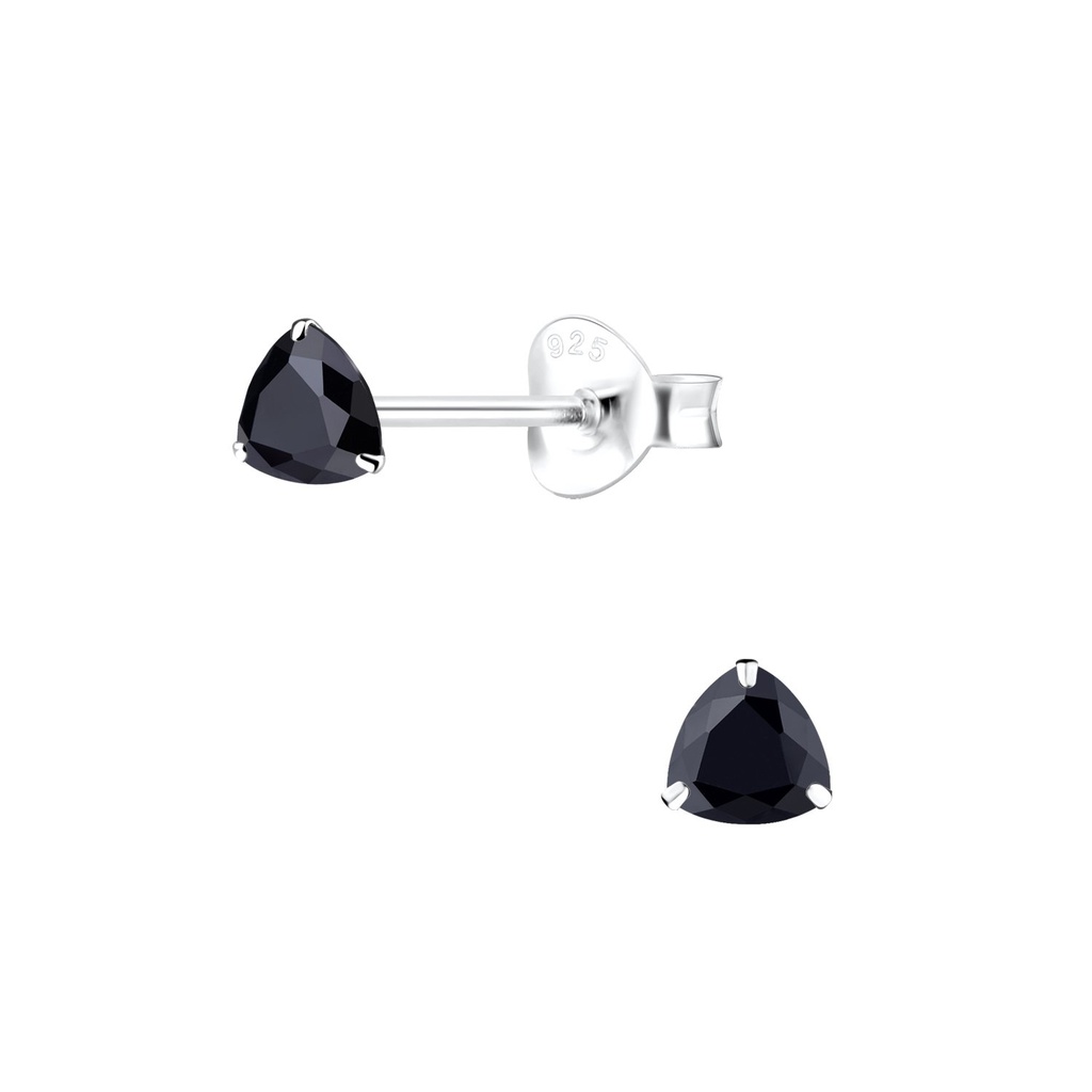 Puces d'oreilles en argent zircon trillion 4 mm