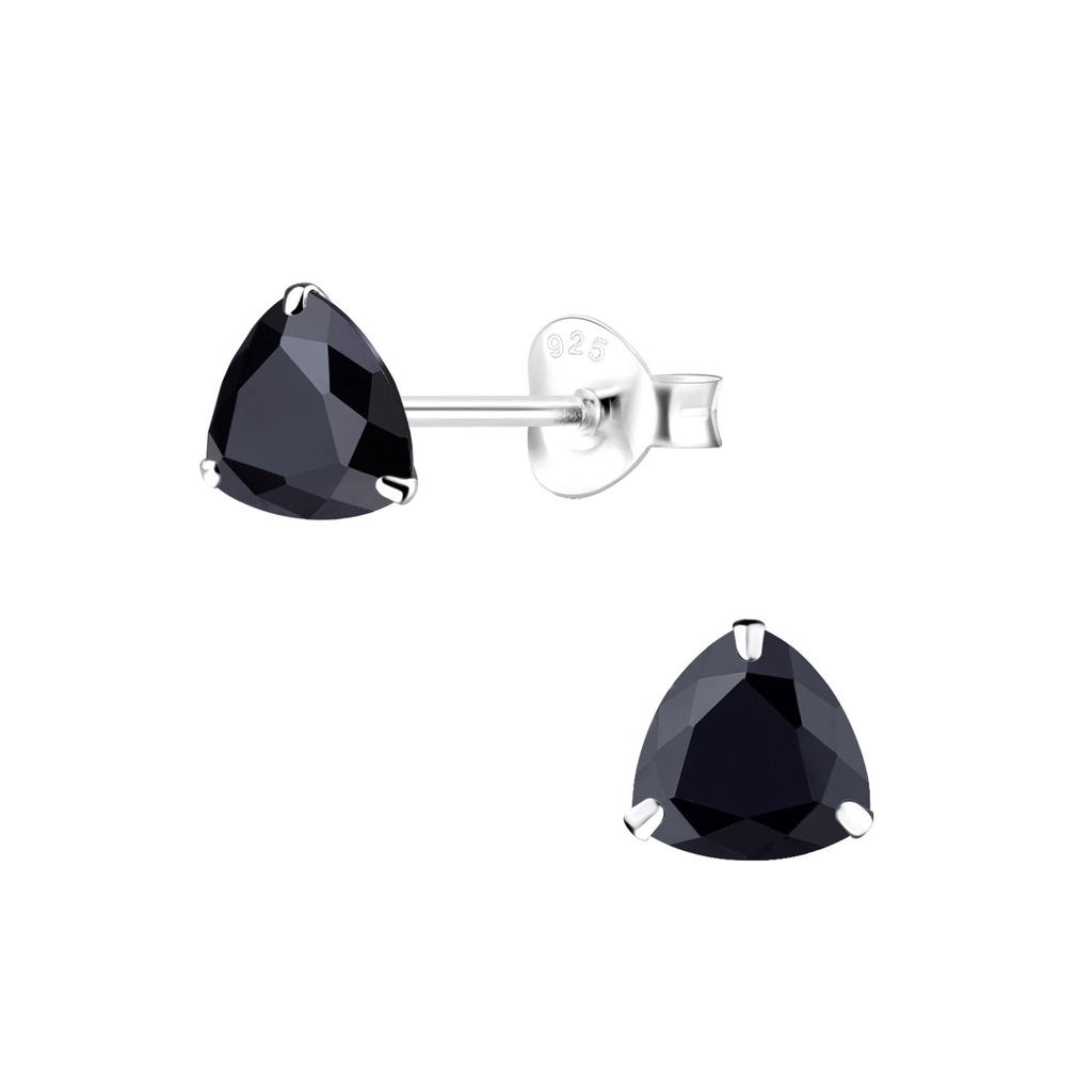 Puces d'oreilles en argent zircon trillion 6 mm