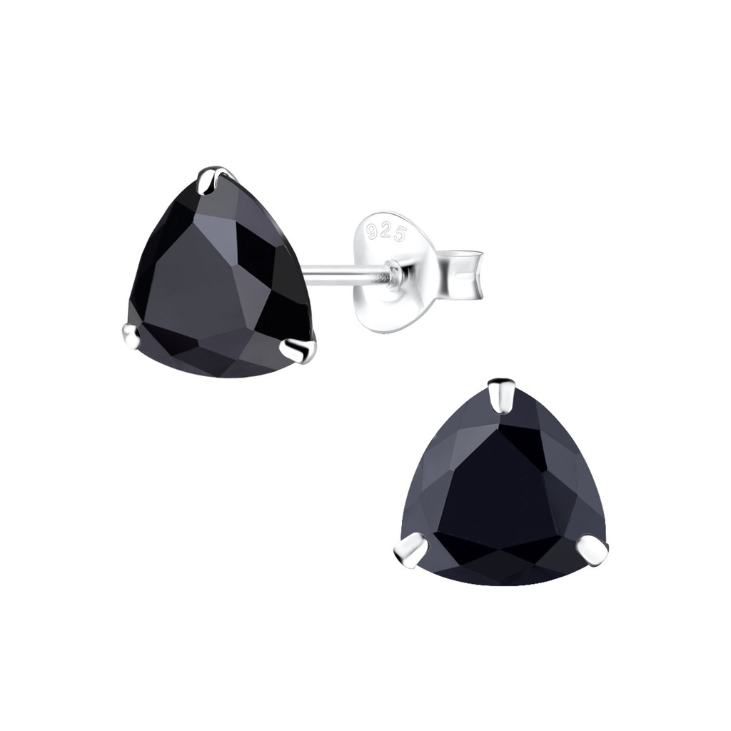 8mm Trillion Cubic Zirconia Silver Stud Earrings