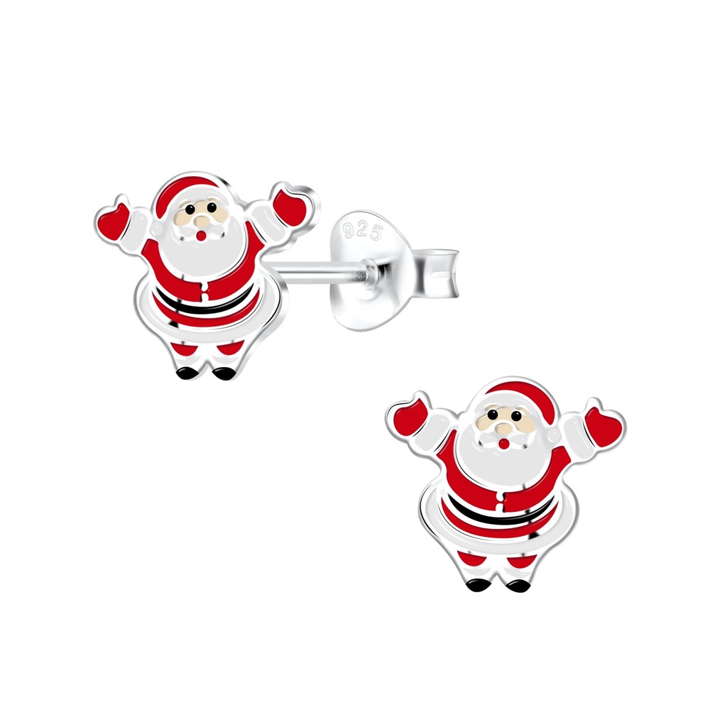 Silver Santa Claus Stud Earrings