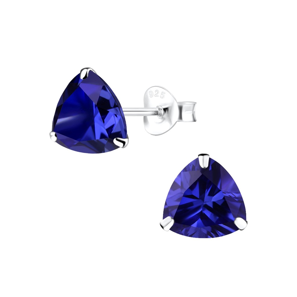 8mm Trillion Cubic Zirconia Silver Stud Earrings