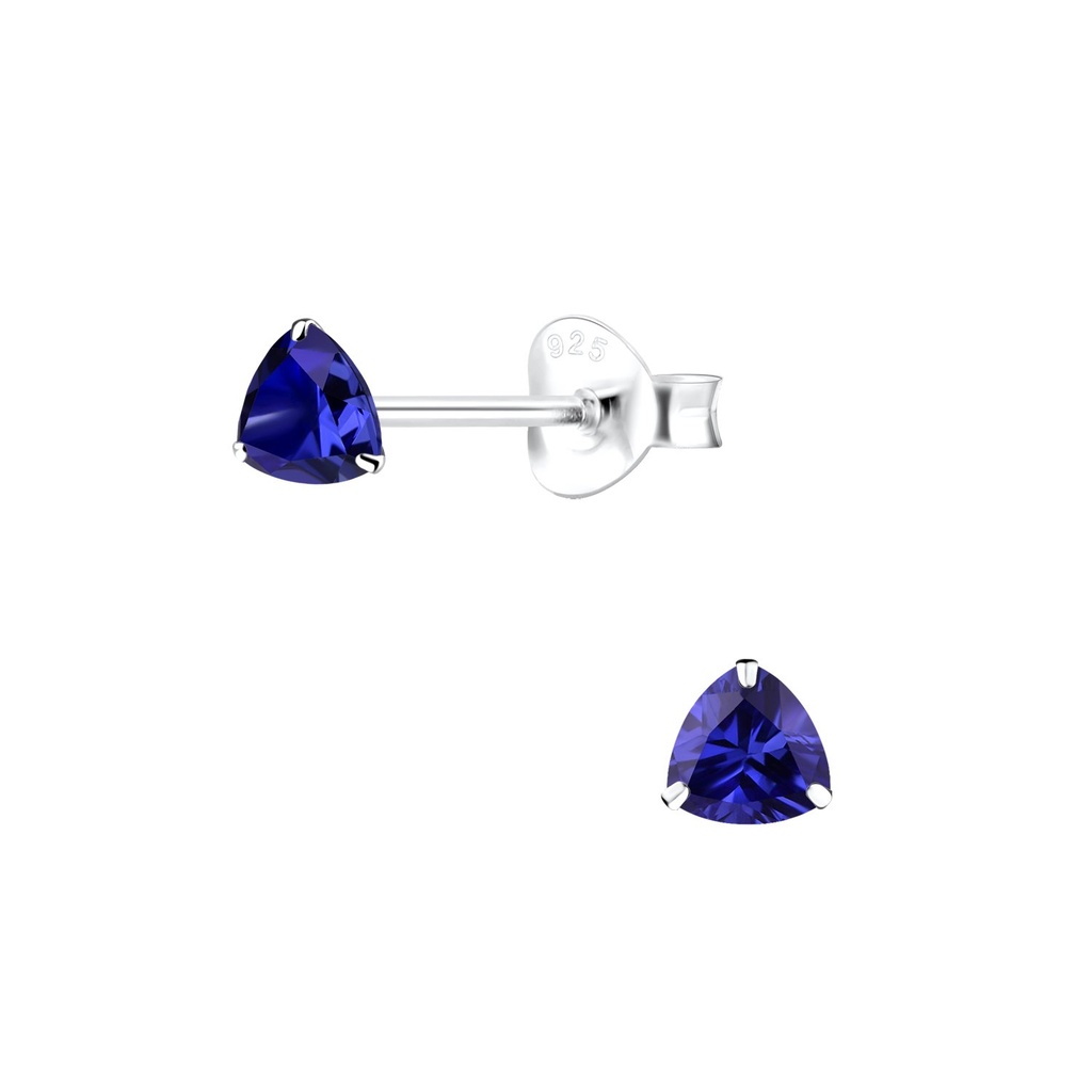Puces d'oreilles en argent zircon trillion 4 mm