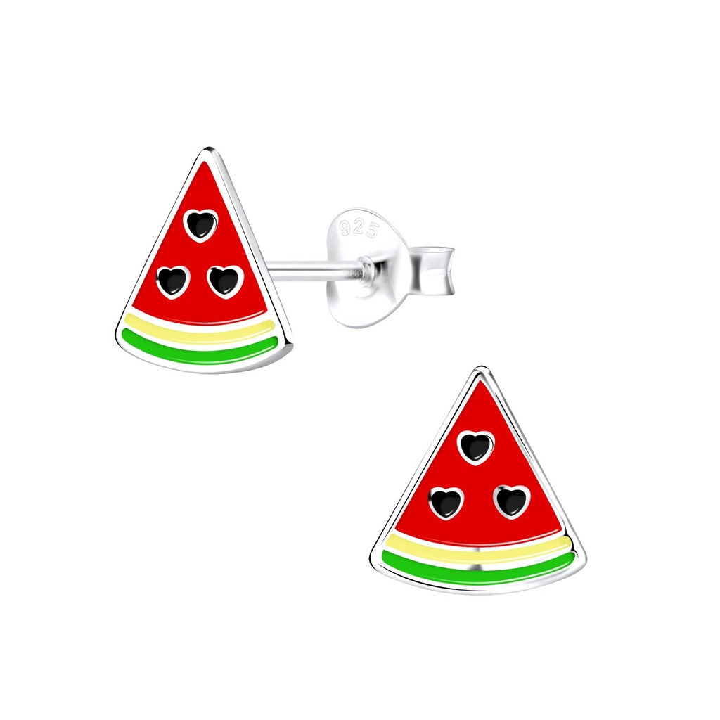 Silver Watermelon Stud Earrings