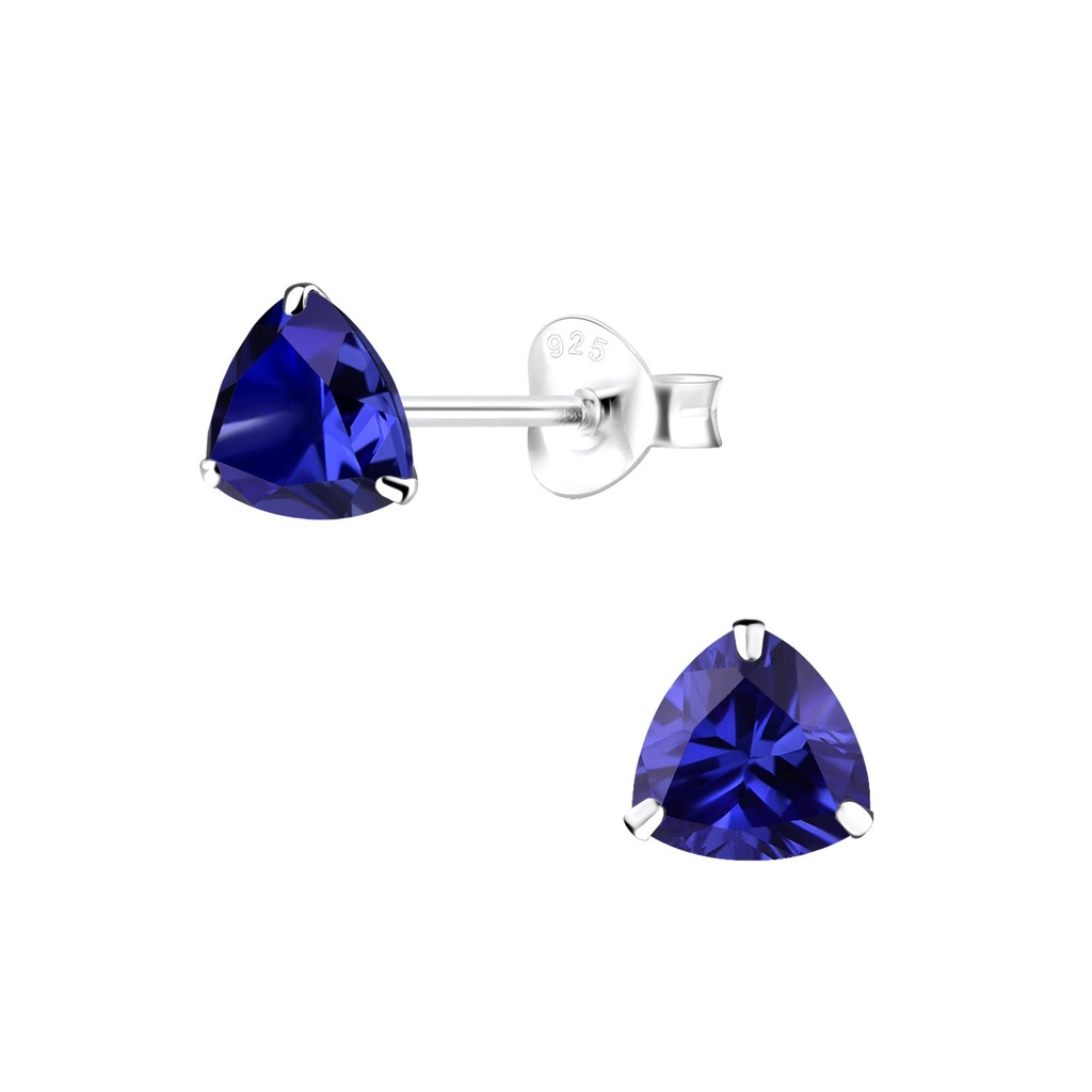 [10015588] 6mm Trillion Cubic Zirconia Silver Stud Earrings