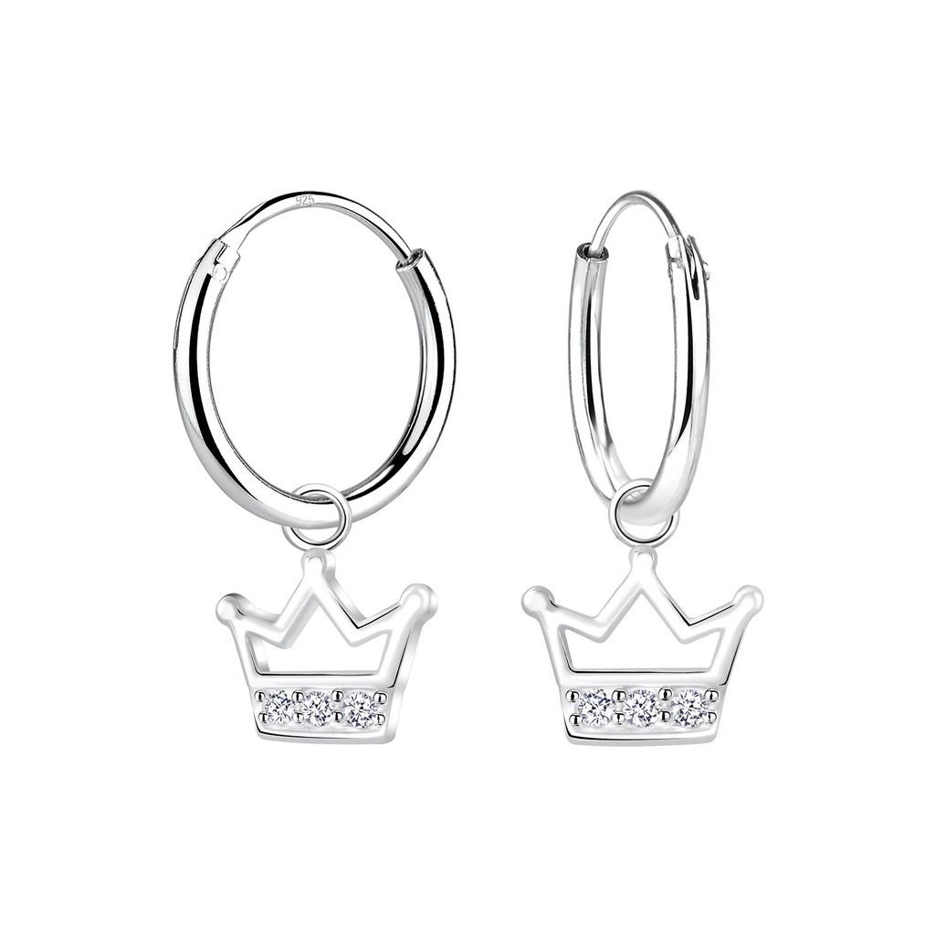 Créoles breloque couronne en argent