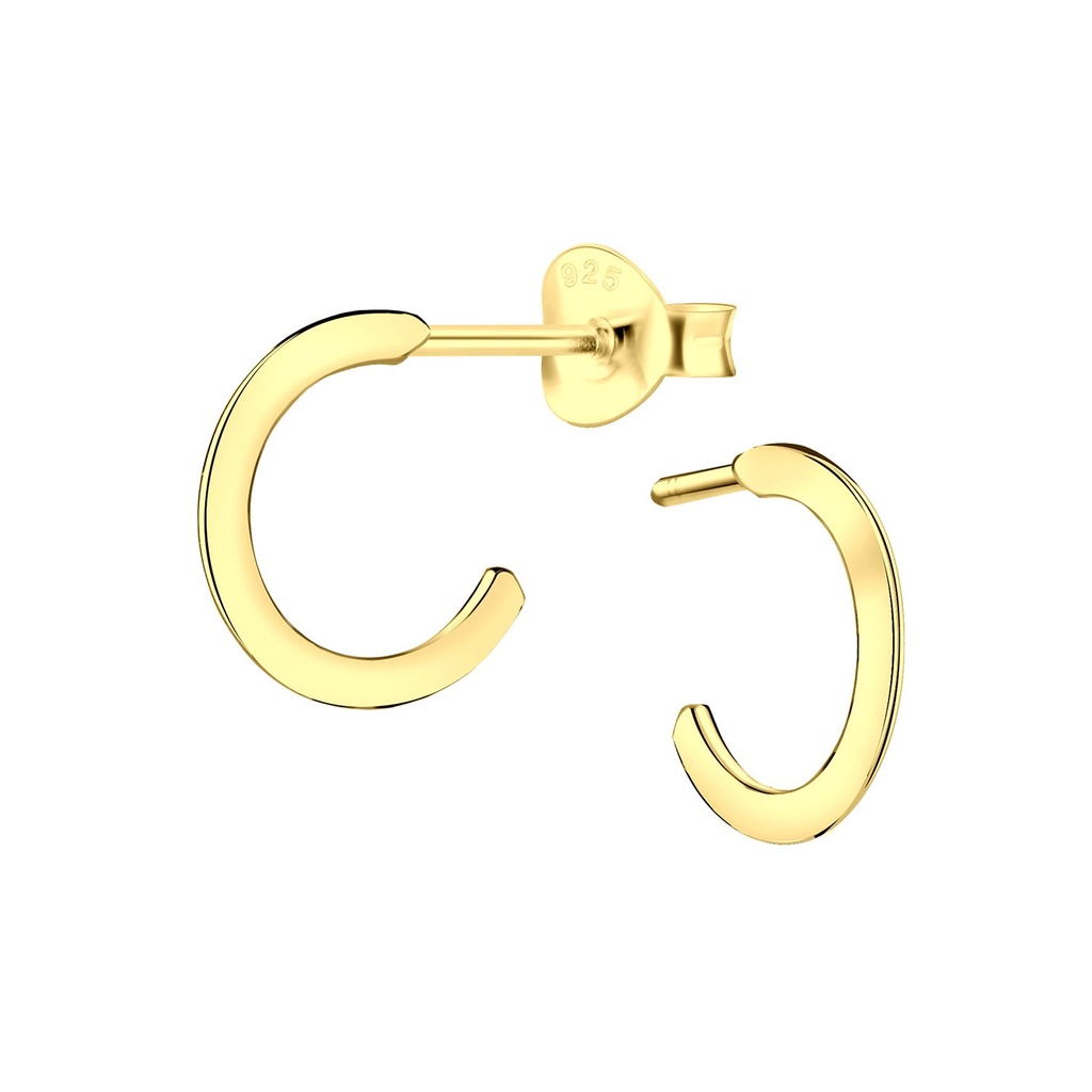 Silver Half Hoop Stud Earrings