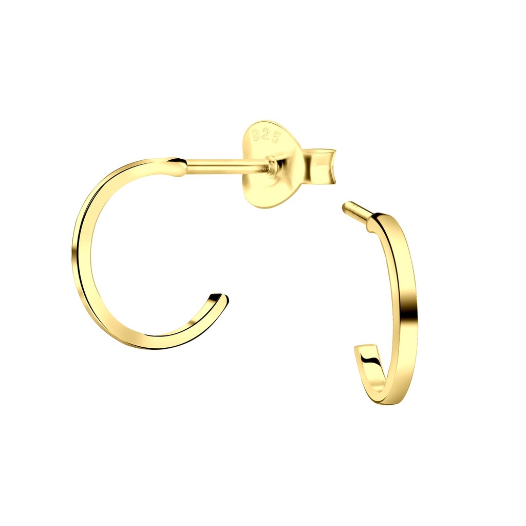 Silver Half Hoop Stud Earrings