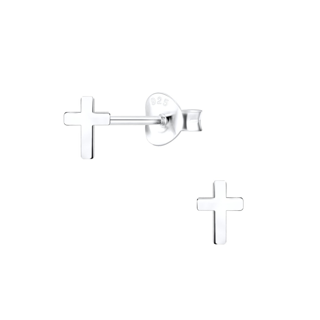 Puces d'oreilles croix en argent