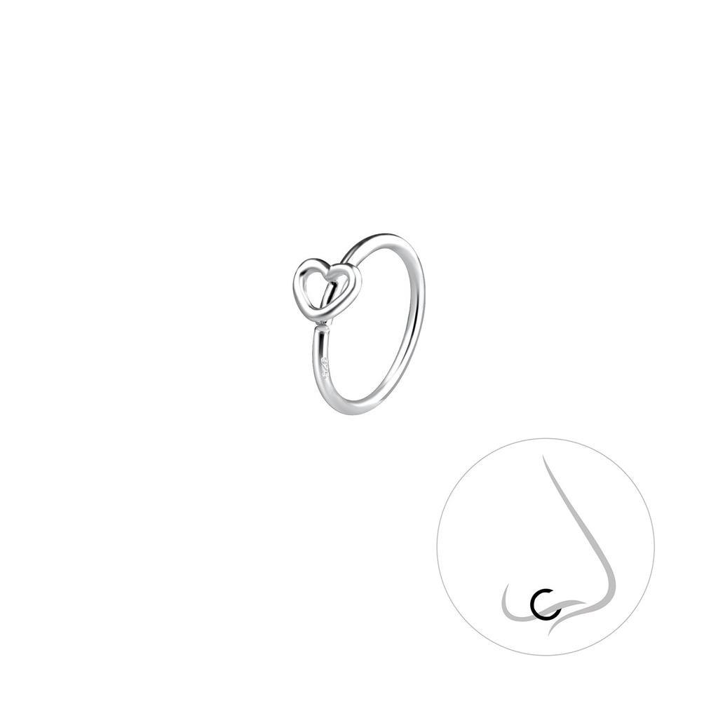 Anneau de nez cœur en argent