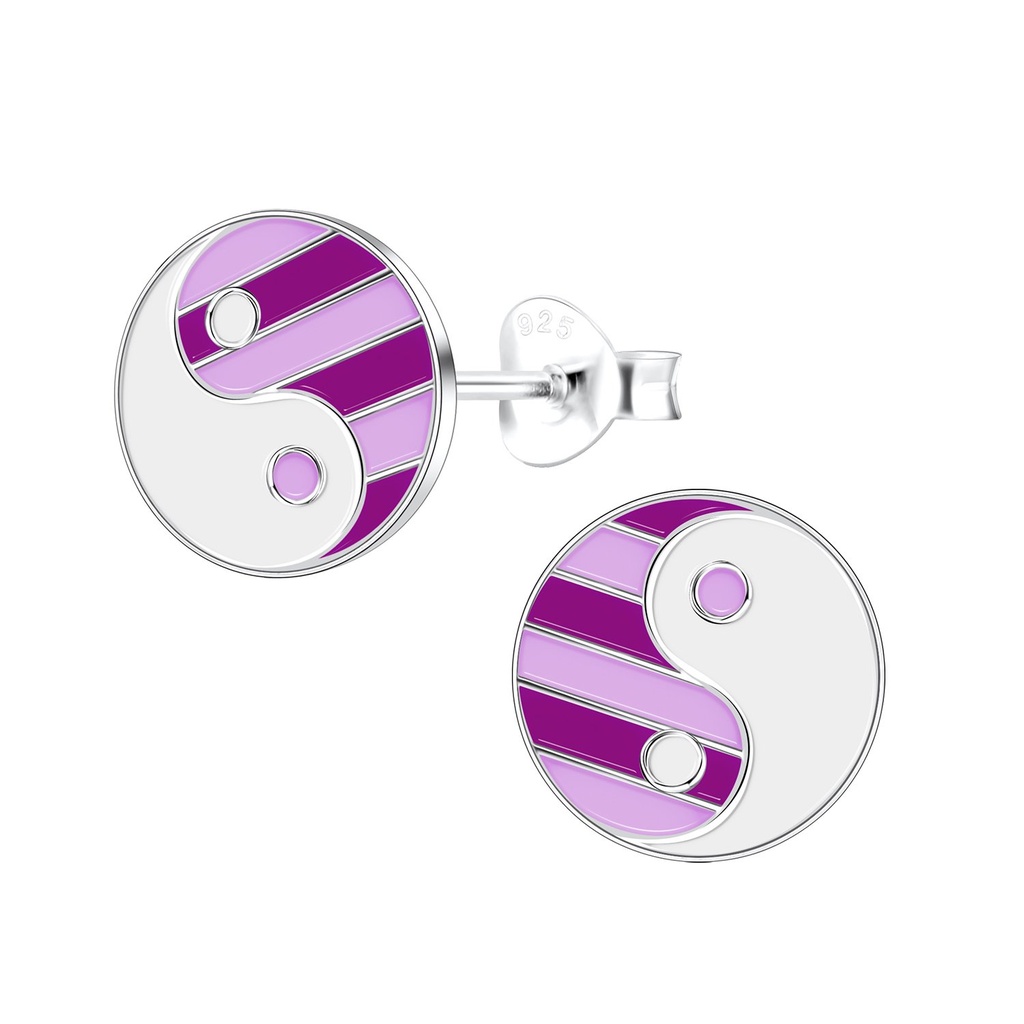 Puces d'oreilles yin yang en argent