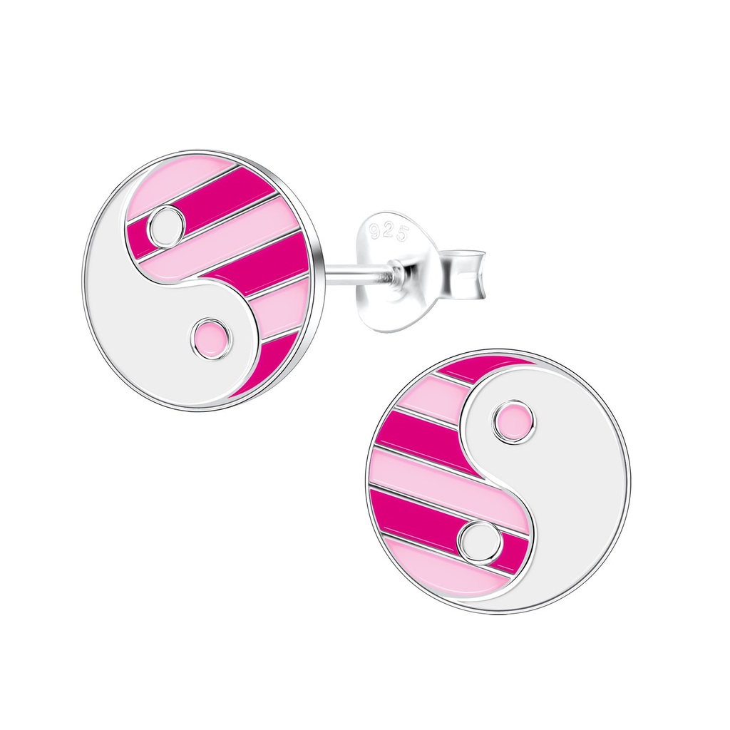 Puces d'oreilles yin yang en argent