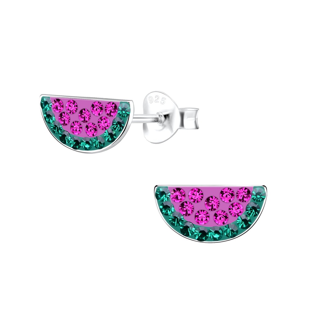Silver Watermelon Stud Earrings