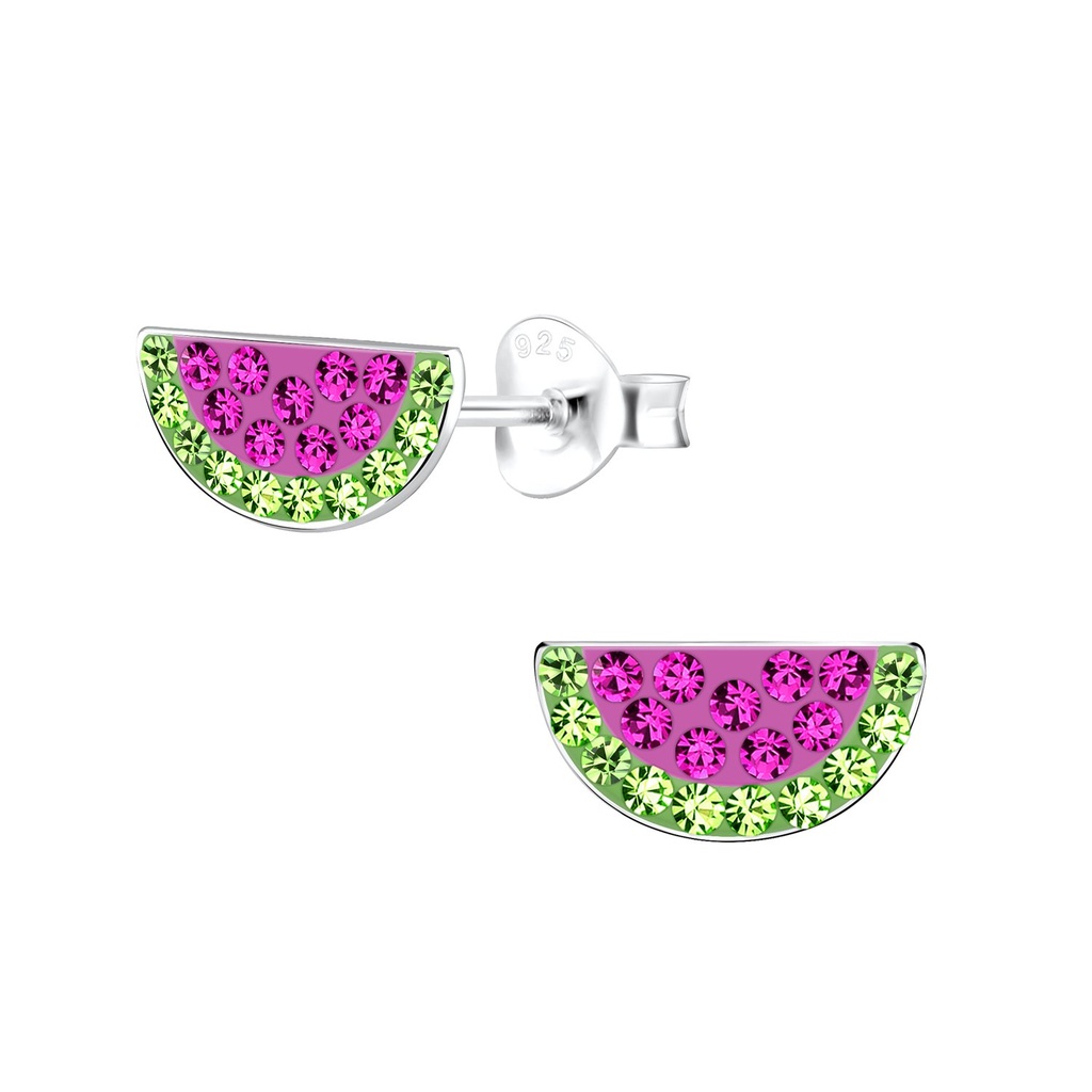 Silver Watermelon Stud Earrings