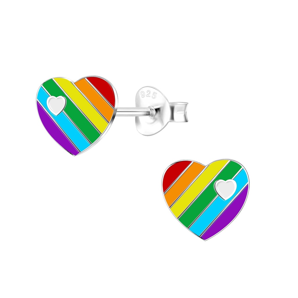 Silver Heart Stud Earrings